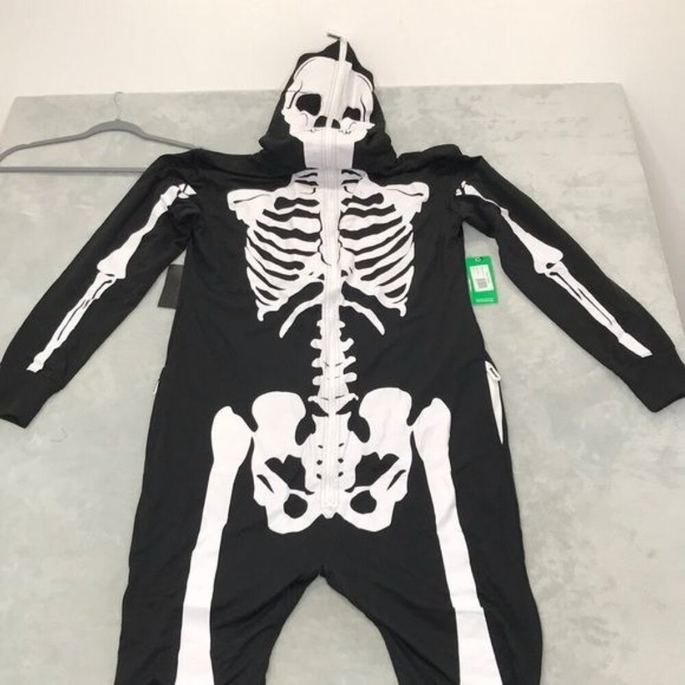 Tipsy Elves Full Body Unisex Skeleton Zip up Costume New with flaws